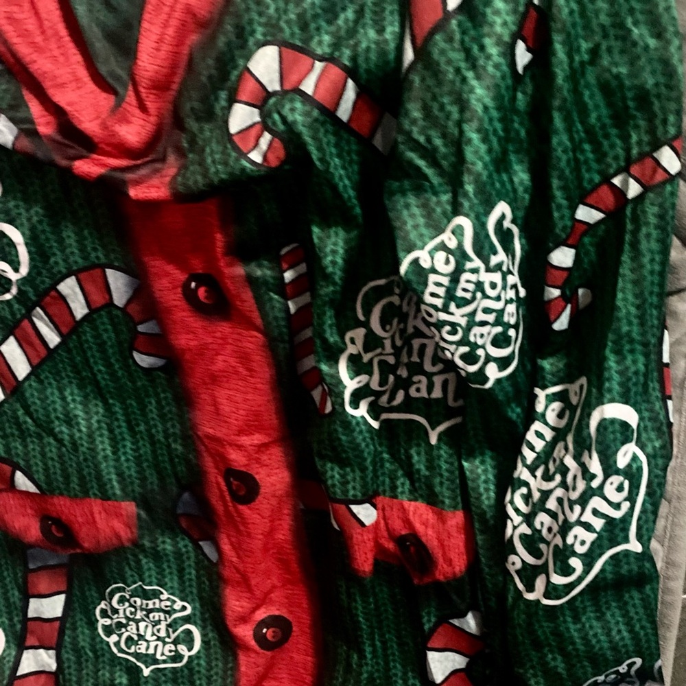 Festive Green and Red Candy Cane sheer top